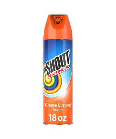 Shout Advanced Foaming Grease and Oil Laundry Stain Remover for Clothes, 18 oz Grease Busting Foam