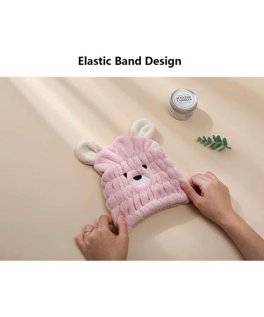 Microfiber Hair Towel for Girls - Cute Bear Design Quick Drying Hair Cap Soft Absorbent Turban (Gray & White) - 2 Pack - Buy Online on GoSupps.com