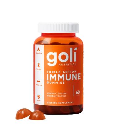 Goli Immune Gummy Vitamin - 60 Count - Elderberry, Vitamin C, D & Zinc, Plant-Based, Vegan, Non-GMO, Gluten-Free & Gelatin-Free 1