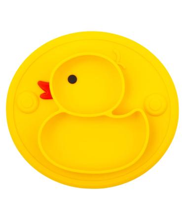 Linowos Silicone Divided Toddler Plates  Portable Non Slip Suction Plates for Children Babies and Kids BPA Free Baby Dinner Plate (Duck-Yellow) 1 01Duck-Yellow