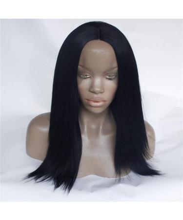 wig Front lace high temperature silk black chemical fiber hair wig ladies middle and long straight hair hair sets