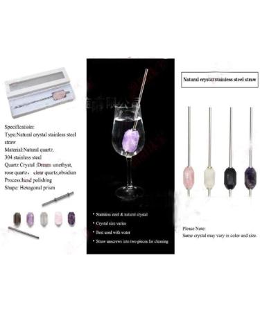 Natural Rose Qaurtz Stainless Steel Straws Crystal Healing Drinking Straws Reusable and Eco Friendly - 7.87" Long with Storage Box and Cleaning Rod (Pink) - Buy Online on GoSupps.com