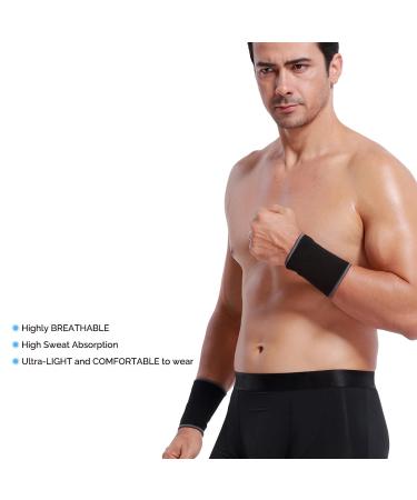 NeoTech Care Wrist Band - Elastic & Breathable Knitting for Tennis & Gym - Black (Size S 1 Pair) | International Shipping Available - Buy Online on GoSupps.com