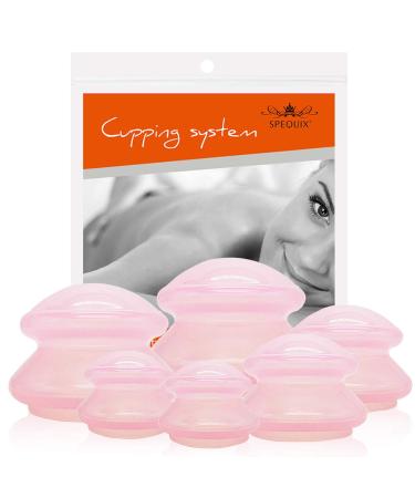SPEQUIX Professional Silicone Cupping Therapy Set Silicone Massage Cups Chinese Massage Cupping Cups for Cellulite Reduction, Myofascial Massage,Muscle, Nerve,Joint Pain Relief Pink…