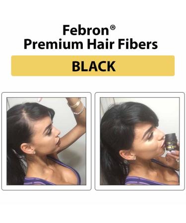 Febron Hair Fibers for Thinning Hair BLACK - 30G Hair Loss Concealer Powder for Women & Men - Volumizing, Undetectable, Natural Bald Spots Filler - 1.06oz Pack - Buy Online on GoSupps.com