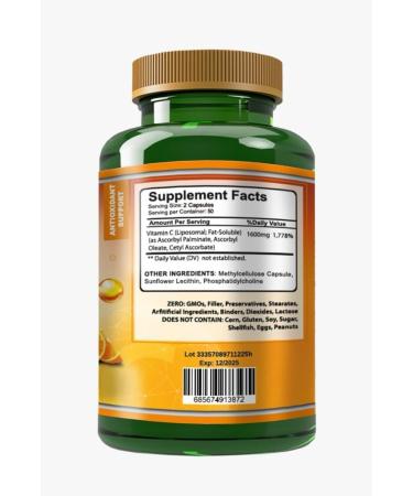 VITAMISAN Liposomal Vitamin C - 100 Capsules - High Absorption Ascorbic Acid - May Support Immune System & Collagen Reinforcement no GMO Powerful Antioxidant 100 Count (Pack of 1) - Buy Online on GoSupps.com