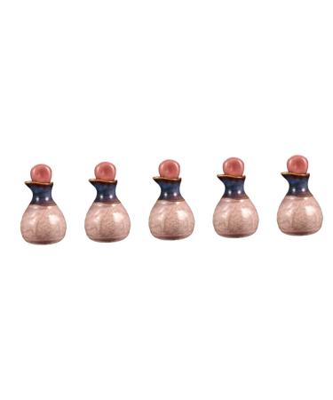Ipetboom 5 Sets Aromatherapy Bottle Ceramic Cruet Essential Oil Bottle with Stopper Resin Pallet for Nail Art Essential Oil Container Ceramic Art Pottery Drip Bottle Ceramics Pink Filling