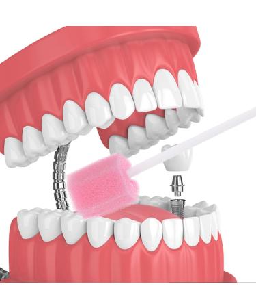 FiTspi 100pcs Disposable Oral Care Sponge Swabs - Pink Dental Swabs for Effective Teeth Cleaning | International Shipping - Buy Online on GoSupps.com