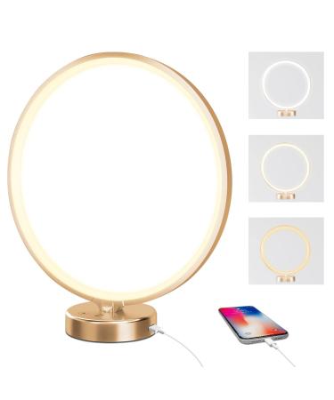 Happy-Light-Therapy-Lamp,10000 Lux UV Free Artificial Sun Lamp with Touch & Remote Control, Desk Lamp with Stepless Brightness, Timer and 3 Color Temperatures(Gold)