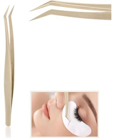 YAOGOHUA Juego de 8 pinzas de extensi n de pesta as pinzas de Punta curva recta de Acero inoxidable para herramientas de belleza para pesta as oro nacarado - Buy Online on GoSupps.com