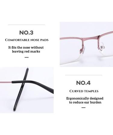 ZUKKY Pink Half Frame Reading Glasses for Women - Blue Light Blocking Anti-Glare Rectangle Readers AM28 | International Shipping Available - Buy Online on GoSupps.com