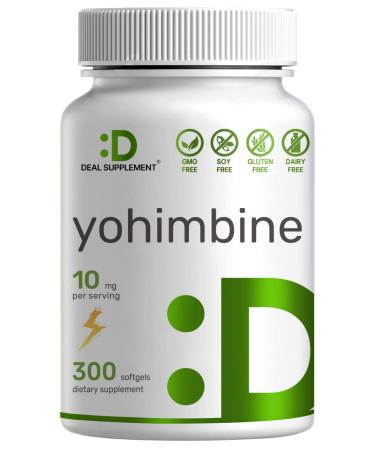 Yohimbine HCL 10mg 300 Softgels 5 Months Supply Extra Strength Plant Based Yohimbine Supplements for Energy Performance  More - No Gluten Non-GMO  Easy to Swallow