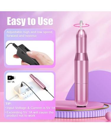 Guiseapue Electric Nail Files Gift Set for Women - Portable Manicure Pedicure Kit for Acrylic Gel Nails with Sanding Bands and Bits - Pink - Buy Online on GoSupps.com