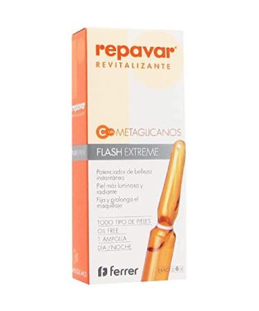 Repavar Revitalizing Flash Extreme Metaglycan Serum Immediate Tensing Effect Made with Vitamin C Brighter and Radiant Skin Sets Makeup 1 Ampoule of 1 ml