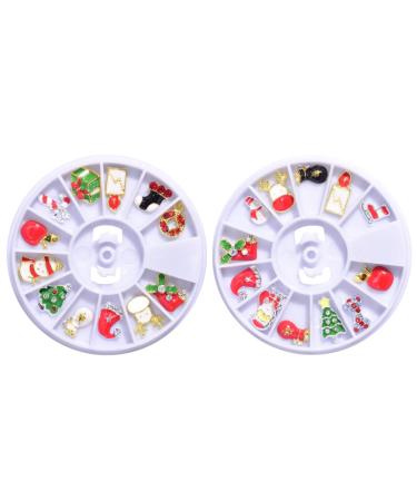 2 Boxes Christmas Nail Stickers Reindeer Nail Charm Santa Nail Charms Xmas Enamel Charm Christmas Flatbak Snowman Manicure Charms Christmas Nail Rhinestones 3d Miniature Pan Alloy