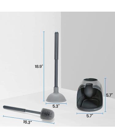 2-in-1 Toilet Brush and Plunger Set with Holder - Gray | Bathroom Cleaning Combo Caddy Stand | Durable & Efficient - 1 Piece - Buy Online on GoSupps.com