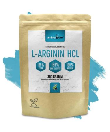 Aminopure |L-arginine HCL pure pure |obtained by fermentation from corn |100% vegan and without additives |Pollutant tested in the laboratory |300 grams - Buy Online on GoSupps.com