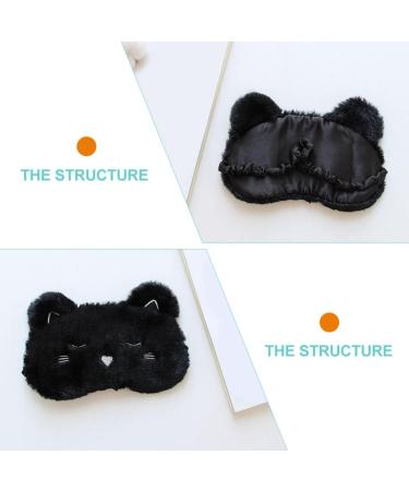 2pcs Cute Black Cat Sleeping Masks for Kids, Girls, and Women | Soft Plush Eye Mask Blindfold Cover | Ideal Eyeshade for Teens Girls - Buy Online on GoSupps.com