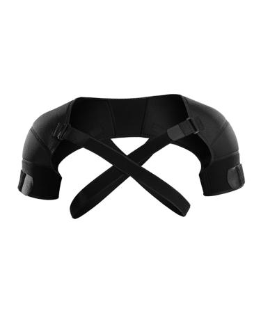 SUNGOOYUE Shoulder Support Brace Strap Wrap Double Shoulder Stabilization Brace Neoprene Nylon L Black for Basketball Volleyball Football Soccer Tennis Running Jogging