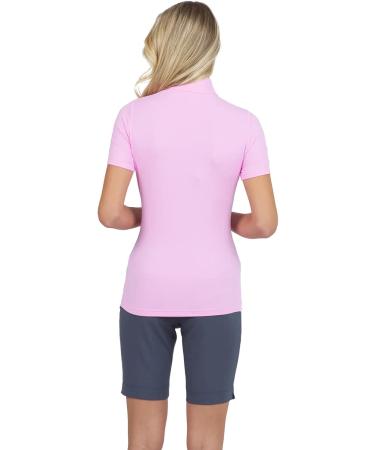 IBKUL Athleisure Wear Sun Protective UPF 50+ Icefil Cooling Tech Short Sleeve Mock Neck Top - Candy Pink - X-Large - Buy Online on GoSupps.com