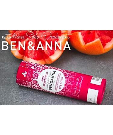 Ben&Anna Natural Soda Deodorant - 100% Aluminium Free Deodorant Cruelty Free Vegan NATRUE-certified with Organic Shea Butter and Bicarbonate Of Soda Made in Germany - Pink Grapefruit - 60g - Buy Online on GoSupps.com
