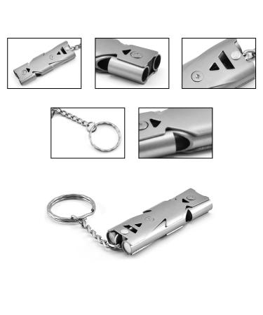 Zeaybsr 2-Piece Stainless Steel Emergency Pipe 150dB Outdoor Survival Keychain for Camping & Hiking (Black & Gray) - Buy Online on GoSupps.com