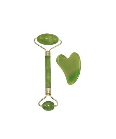 Massager Roller Massage Stick Massage Tool Green Jade Roller for Face - Face Roller Skin Care Muscle Relaxing for Keeping Youthful Skin Tone Decrease Puffiness Improve Skin Elasticity