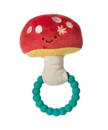 Mary Meyer Fairyland Forest Teether Baby Rattle  6-Inches  Red Mushroom