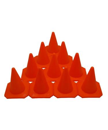 BlueDot Trading Bright Neon Colored Orange 4 Field Cone Markers for Soccer Agility Drills Training RC Racing Outdoor Activity or Events, Orange  Set of 10 Orange 10