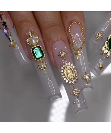 3D San Judas Nail Charm Virgin Mary Nail Charms - Religious Gold Alloy Jesus & Virgin Mary Nail Jewels for Women/Girls - 10Pcs - Buy Online on GoSupps.com