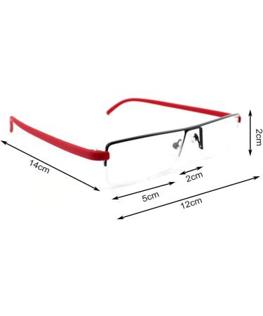 Ultra-Light TR90 Reading Glasses for Men & Women - Classic Metal Visual Aid Semi-Burning Design Narrow Style +1.25 with Case & Cleaning Cloth - Red - Buy Online on GoSupps.com