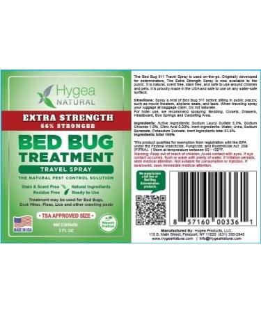 Hygea Natural Extra Strength Bed Bug Travel Spray 3 oz - TSA Approved - Fast Acting Protection for Hotels, Suitcase, Backpacks - Child & Pet Safe - Non-Toxic & Odorless - 1 Count - Buy Online on GoSupps.com