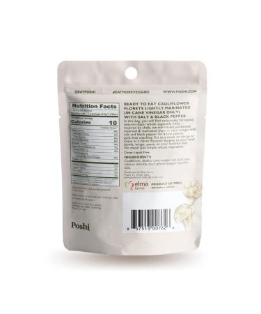 POSHI Cauliflower Vegetable Snack | Salt + Black Pepper | Keto, Vegan, Paleo | Non GMO, Low Carb, Low Calorie | Gluten Free | Marinated, Steamed | Gourmet, Healthy, Natural | Travel Food (10 Pack - 1.58 oz) - Buy Online on GoSupps.com