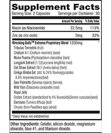 Buy WRECKING BALLS - 60 Capsules for Enhanced Male Vitality & Stamina | Supports Natural Hormone Production | Made in the USA - Buy Online on GoSupps.com