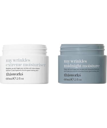This Works My Wrinkles Moisturiser Duo - Anti Aging Face Cream Set for Smooth Skin - Includes Extreme Moisture Cream with Hyaluronic Acid and Midnight Moisture Night Cream with Retinoid Complex - Buy Online on GoSupps.com