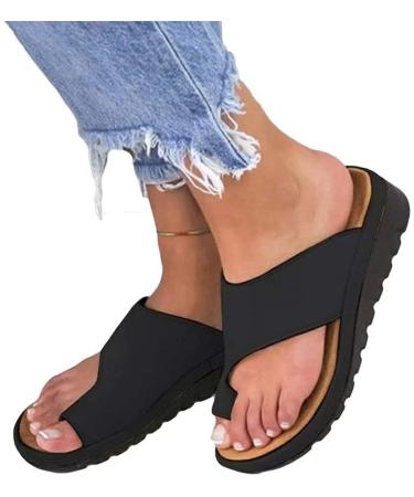 BestWalk Bunion Sandals Orthopedic Premium Toe Corrector Sandals (Black 8.5-9) Black 8.5-9