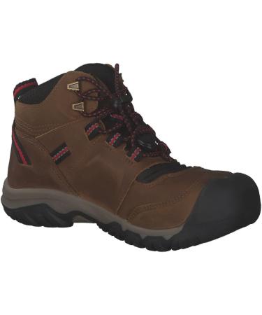 KEEN Unisex-Child Ridge Flex Mid Waterproof Leather Hiking Boots - Big Kid Bison/Red Carpet - Buy Online on GoSupps.com