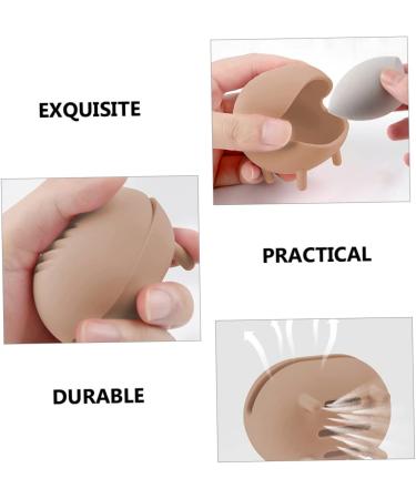 1 set powder puff holder cosmetology kit Silica gel make up beauty tools travel toiletries containers powder puff Makeup Tools foundation make up sponge drying rack 7.5x5cm Khaki - Buy Online on GoSupps.com