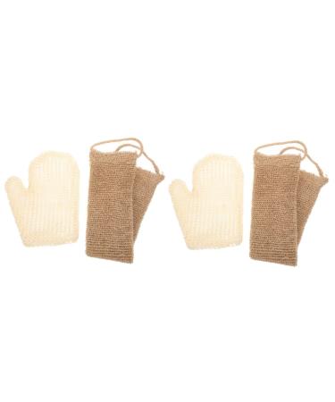 Beaupretty 2 Sets Sisal Bath Set Shower Exfoliating Mitt Foaming Bath Glove Exfoliating Cleanser Mitt Shower Towel Loofahs Pouf Gloves Bath Scrubber Towel Washer Man Jute Take a Bath