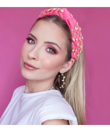 Crystal Embellished Wide Top Knot Headband in Rose Red - Women's Fashion Hair Accessories - Buy Online on GoSupps.com