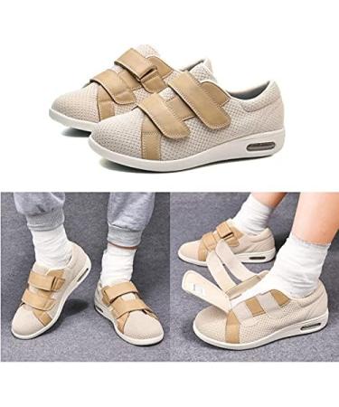 Women's Adjustable Closure Wide Width Walking Shoes | Memory Foam Arch Support | Lightweight | Diabetic & Elderly Friendly | Beige - Size 8 Wide - Buy Online on GoSupps.com
