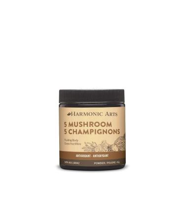 5 Mushroom Dual-Extract Concentrated Mushrooms | Source of Fungal Polysaccharides with Immunomodulating Properties | Source of Antioxidants Adaptogenic Stress support (Powder) (45 Gram)