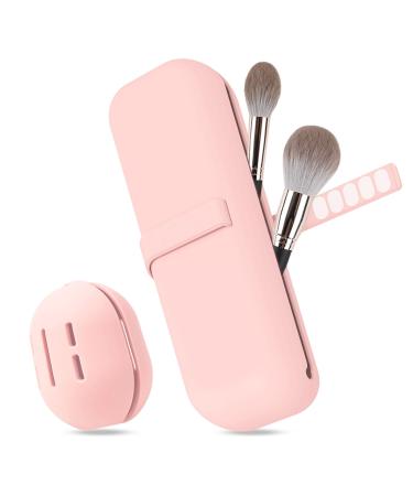 Travel essentials make -up bag silicone 1stk make -up brush storage and 1stk beauty blender case easy to clean soft and portable for travel (pink) - Buy Online on GoSupps.com
