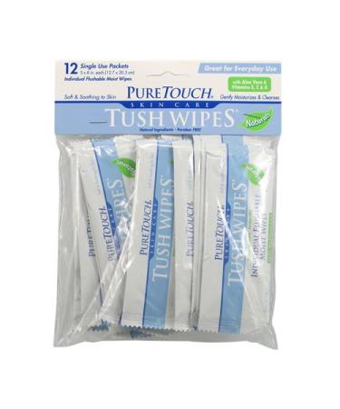Puretouch Skin Care Tush Wipes Naturals 12 Count