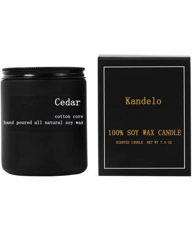Scented Cedar Candle 7oz - 45 Hour Burn | Perfect Gifts for Women & Men | Spring Soy Candles in Black Jar | Reusable Candle Gift - Buy Online on GoSupps.com