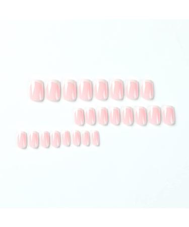Justotry 24 PCs Beige White Angular Press On Nails | Classic Nude Fake Nails | Square French Artificial Nails for Women - Perfect for Nail Art - Buy Online on GoSupps.com