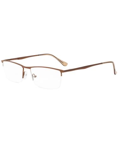 Eyekepper Quality Half Rim Metal Reading Glasses with Spring Hinge in Brown +0.75