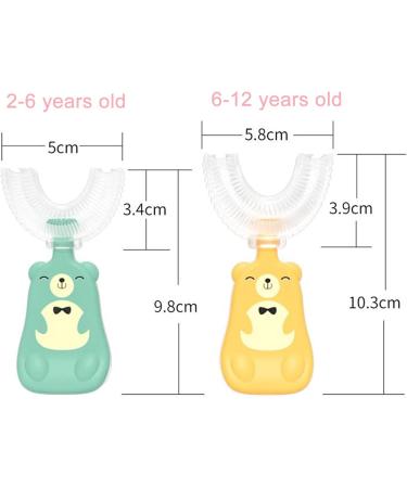 JENPECH Cute Bear/Duck Kids U-Shaped Toothbrush - Food Grade Soft Silicone Brush Head 360 Oral Teeth Cleaning Design for Toddlers and Children Yellow Bear 6-12 Years - Buy Online on GoSupps.com