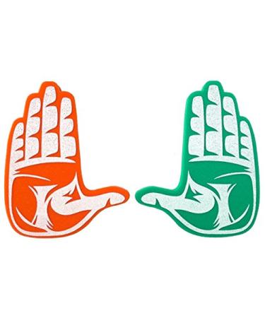 Root Sportswear NCAA College Hand Sign Foam Hands/Foam Fingers for Stadium and Tailgate Miami Hurricanes
