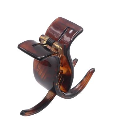 Parcelona French Small Three Teeth Tortoise Brown Shell Pony Fish Style Strong Grip Jaw Hair Claw Clip Clamp - 3/4 Inch